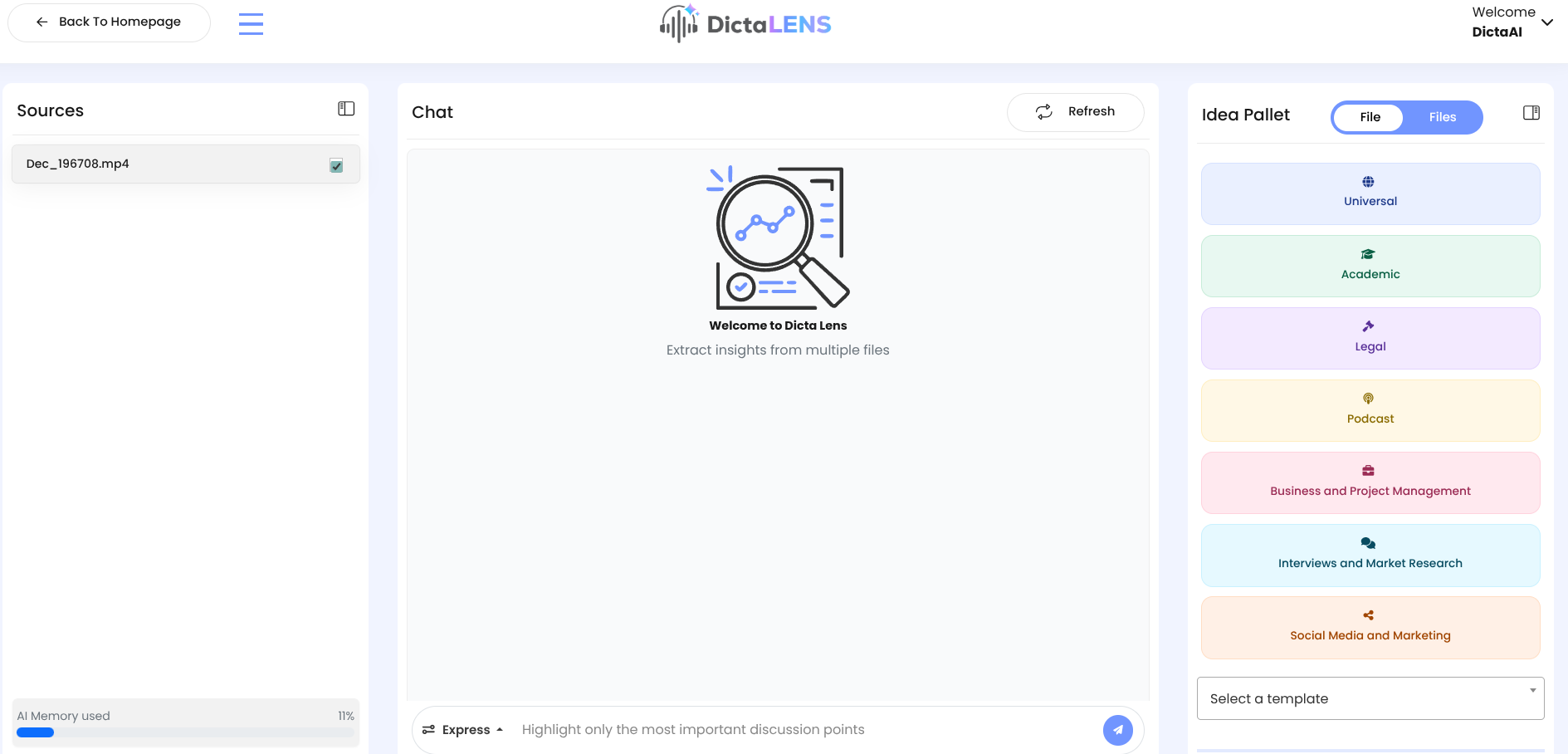 DictaLens Dashboard