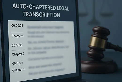 Auto-Chaptered Legal Transcriptions with Timestamps